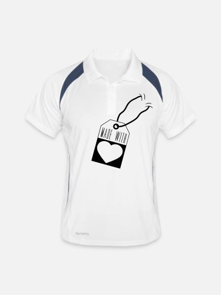 label price tag heart offspring cooked baked baby - Men's Polo breathable - white/navy - Front