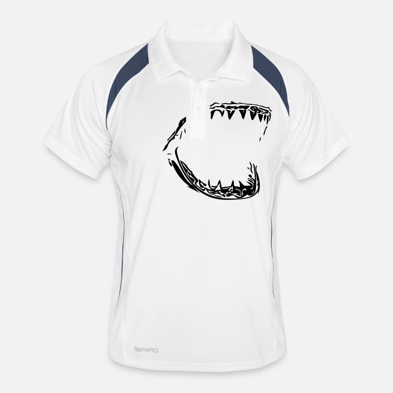 Giant vector shark bit - Men's Polo breathable - white/navy