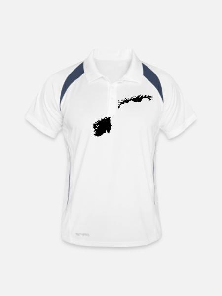 Norwegen - Männer Polo atmungsaktiv - Weiß/Navy - Vorne