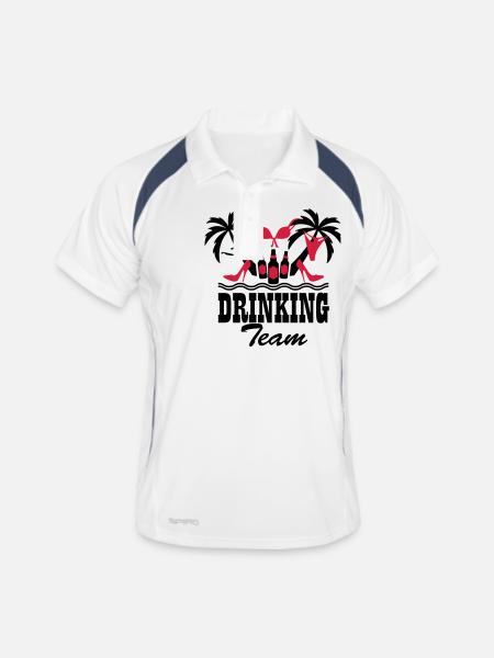 19 Drinking Team Insel Spaß Sex Boys Girls on Tour - Männer Polo atmungsaktiv - Weiß/Navy - Vorne