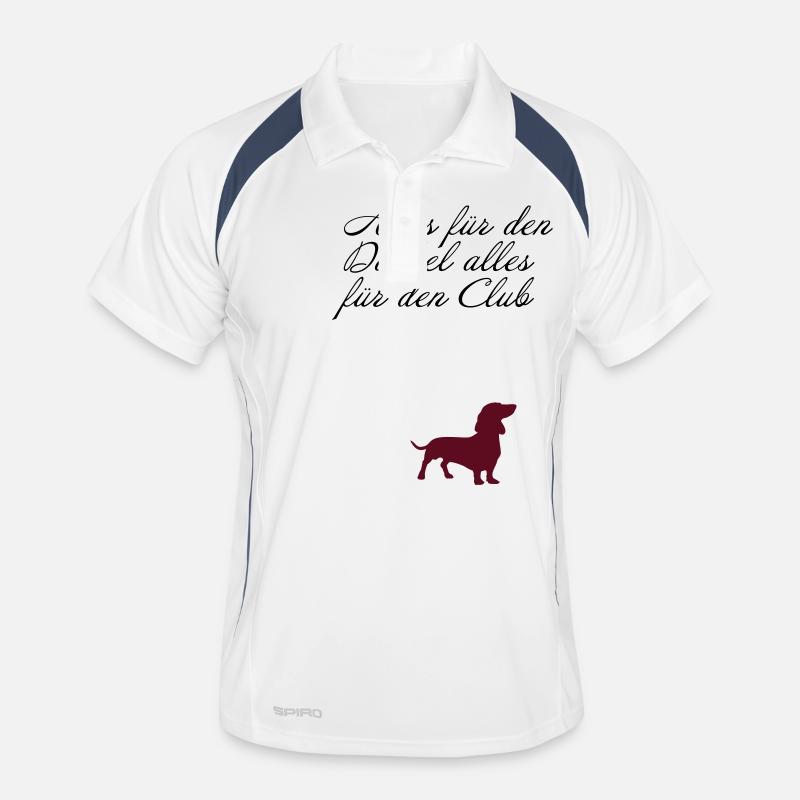Dackel - Männer Polo atmungsaktiv - Weiß/Navy