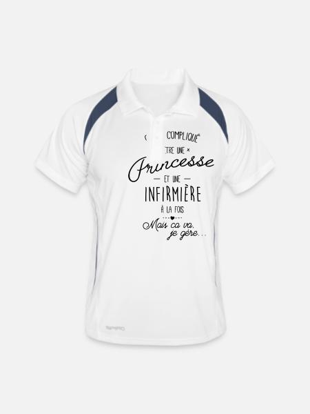 Princesse et infirmière - Polo respirant Homme - blanc/marine - Devant