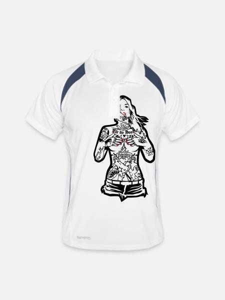 Fille de tatouage - Pour le capot Karlsruhe - pour - Polo respirant Homme - blanc/marine - Devant