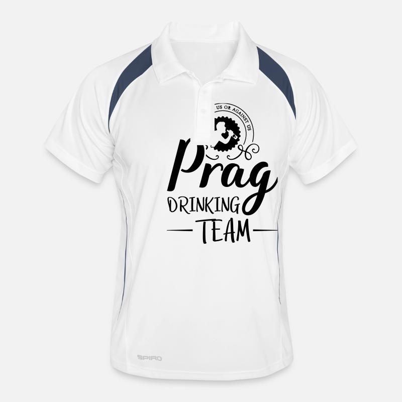 prag drinking team design - Männer Polo atmungsaktiv - Weiß/Navy
