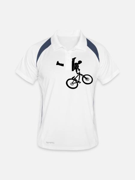 Freeride Jump - Männer Polo atmungsaktiv - Weiß/Navy - Vorne