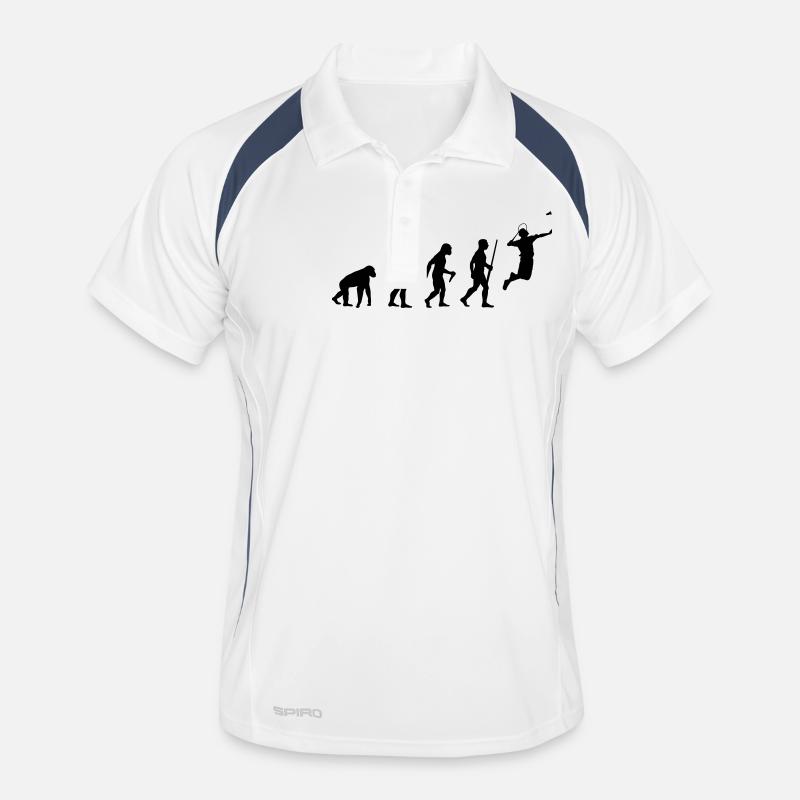 Badminton Evolution - Männer Polo atmungsaktiv - Weiß/Navy