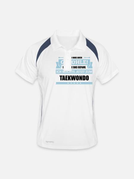 Lustiger Teakwondo Spruch - Männer Polo atmungsaktiv - Weiß/Navy - Vorne