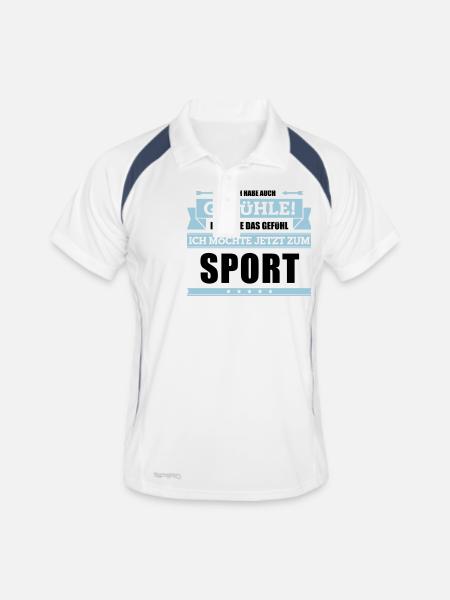 Lustiger Sport Spruch - Männer Polo atmungsaktiv - Weiß/Navy - Vorne