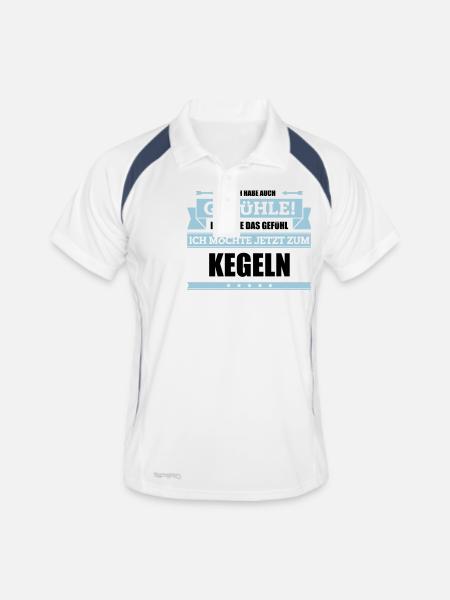 Lustiger Kegel Spruch - Männer Polo atmungsaktiv - Weiß/Navy - Vorne