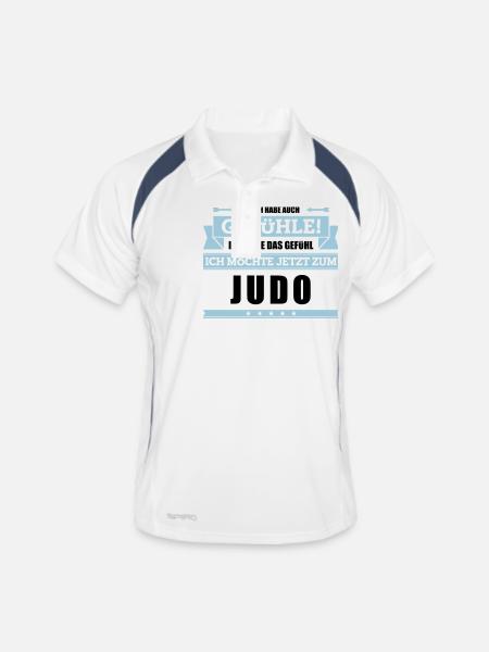 Lustiger Judo Spruch - Männer Polo atmungsaktiv - Weiß/Navy - Vorne