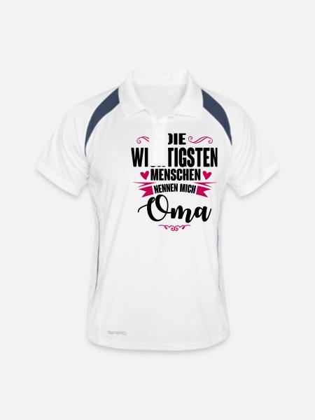 OMA - so nennen mich nur die wichtigsten - Männer Polo atmungsaktiv - Weiß/Navy - Vorne