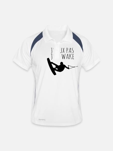 Je peux pas j'ai wake - Polo respirant Homme - blanc/marine - Devant