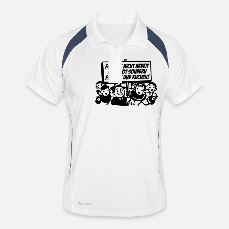 Freizeit und Kuchen - Männer Polo atmungsaktiv - Weiß/Navy