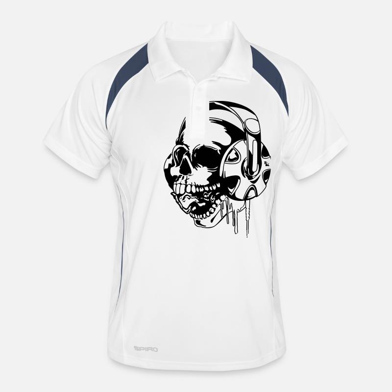 Schädel Musik vect 2 von dk - Männer Polo atmungsaktiv - Weiß/Navy