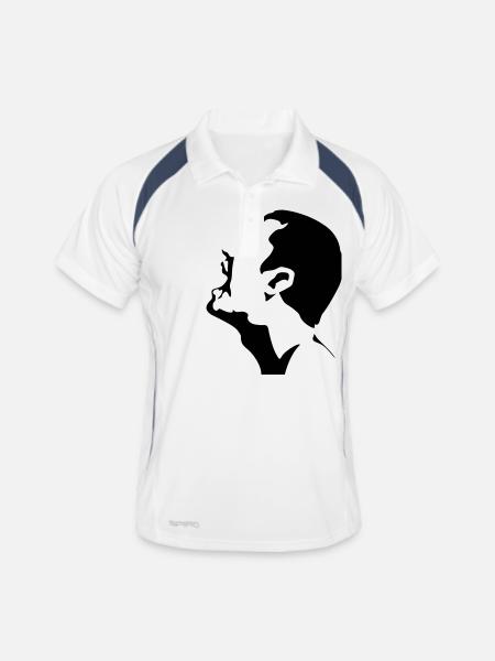 Ein schreiender Mann - Männer Polo atmungsaktiv - Weiß/Navy - Vorne