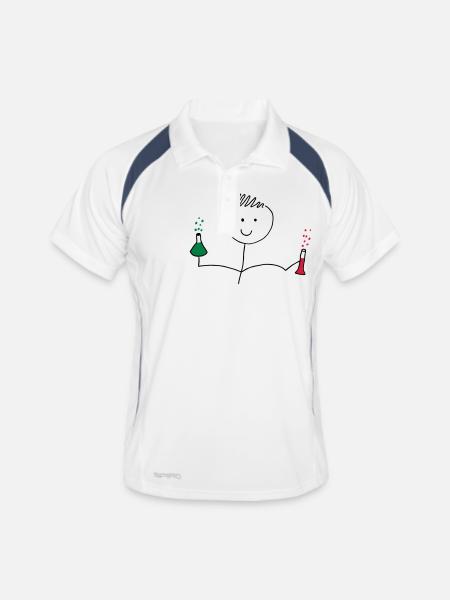Chemie - Männer Polo atmungsaktiv - Weiß/Navy - Vorne