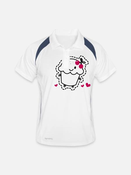 Muffin - Männer Polo atmungsaktiv - Weiß/Navy - Vorne