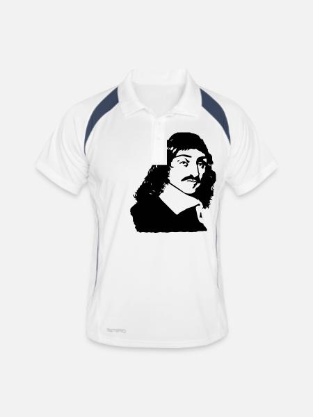 French philosopher Descartes bust drawing - Men's Polo breathable - white/navy - Front