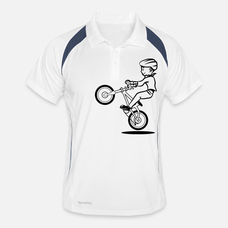 fahrrad biker junge kind - Männer Polo atmungsaktiv - Weiß/Navy