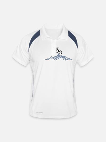 Sport - Fahrrad Downhill Biken Berge - Männer Polo atmungsaktiv - Weiß/Navy - Vorne
