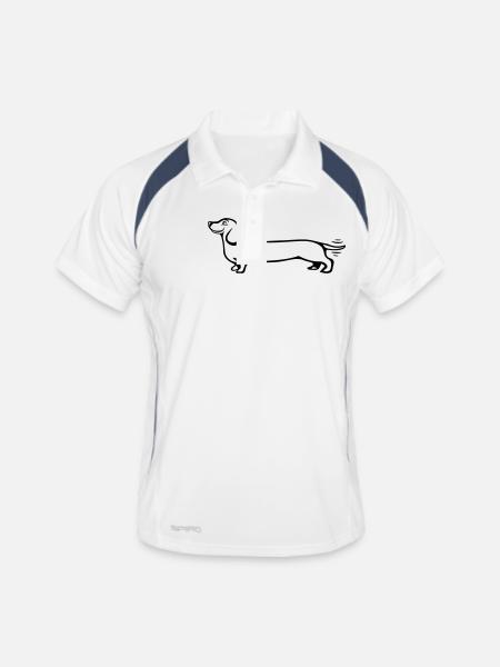 chien teckel - Polo respirant Homme - blanc/marine - Devant