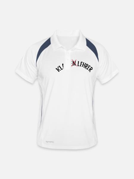 Lehrer T-shirt - Männer Polo atmungsaktiv - Weiß/Navy - Vorne