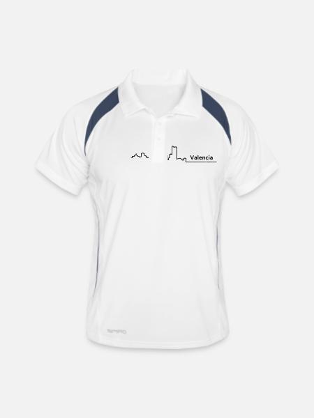 valencia skyline - Männer Polo atmungsaktiv - Weiß/Navy - Vorne