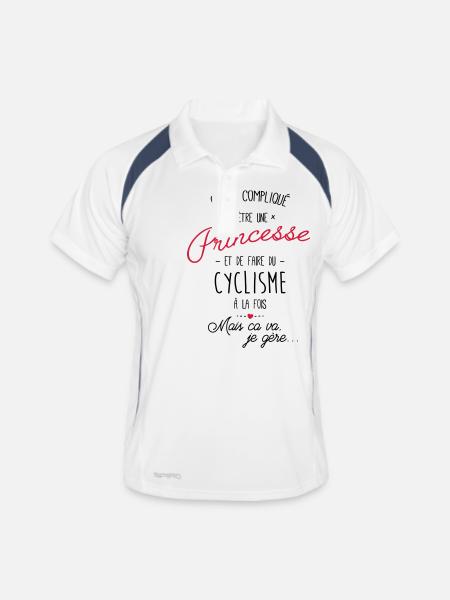 princesse et Cyclisme - Polo respirant Homme - blanc/marine - Devant