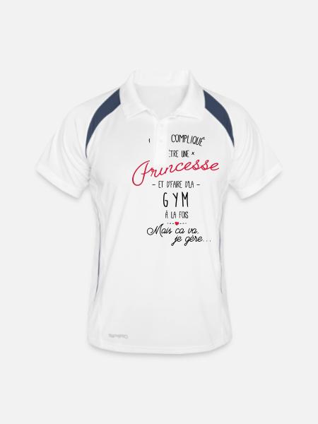 princesse et Gym - Polo respirant Homme - blanc/marine - Devant