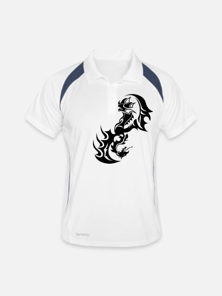 dragon tribal tattoo tatouage14 - Polo respirant Homme - blanc/marine - Devant