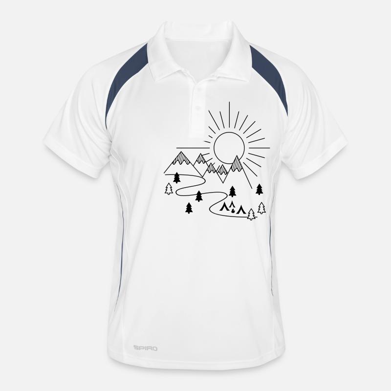 Camping - Männer Polo atmungsaktiv - Weiß/Navy