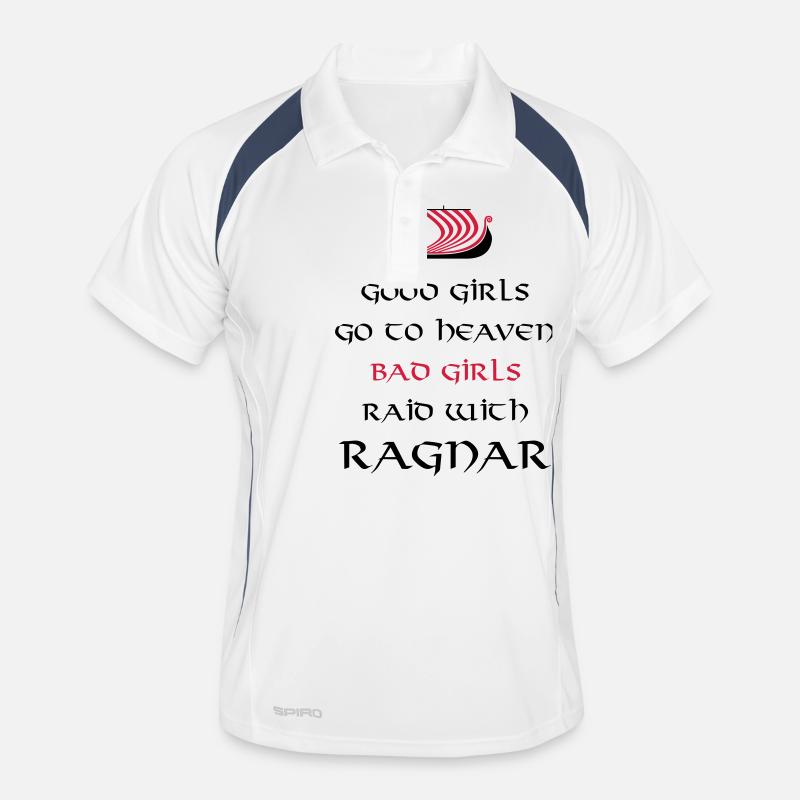 Bad Girls Raid With Ragnar - Männer Polo atmungsaktiv - Weiß/Navy