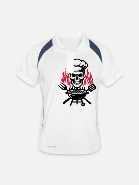 Grill Skull Chef Grillades - Polo respirant Homme - blanc/marine - Devant