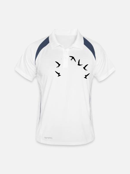 Mauersegler / swifts (1c) - Männer Polo atmungsaktiv - Weiß/Navy - Vorne