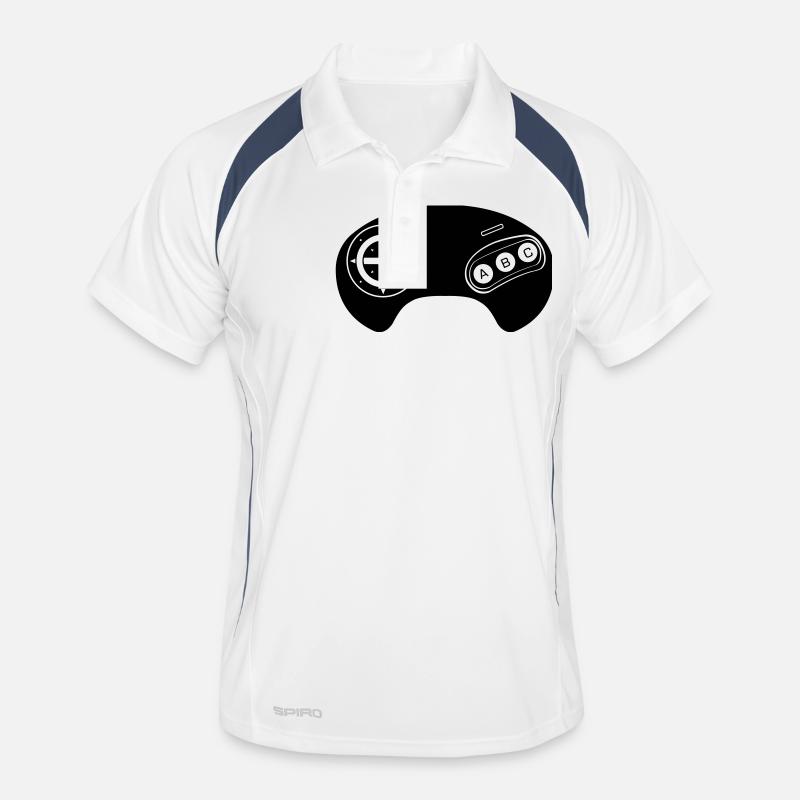 Mega Retro Controller - Männer Polo atmungsaktiv - Weiß/Navy