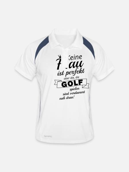 Perfekte Golffrau - Männer Polo atmungsaktiv - Weiß/Navy - Vorne