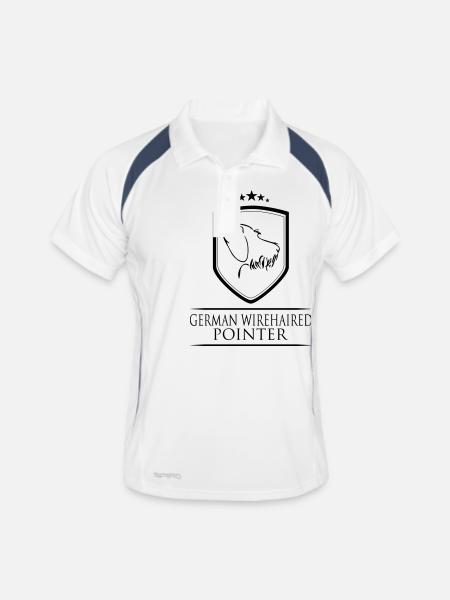 GERMAN WIREHAIRED POINTER COAT OF ARMS - Men's Polo breathable - white/navy - Front