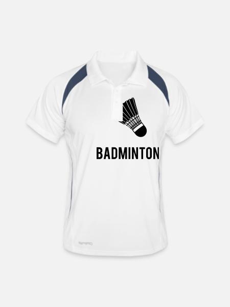 Badminton - Polo respirant Homme - blanc/marine - Devant