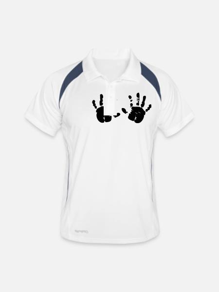 Mains / Seins - Polo respirant Homme - blanc/marine - Devant