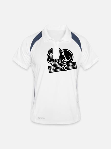 fishing_beer_design_ye1 - Männer Polo atmungsaktiv - Weiß/Navy - Vorne