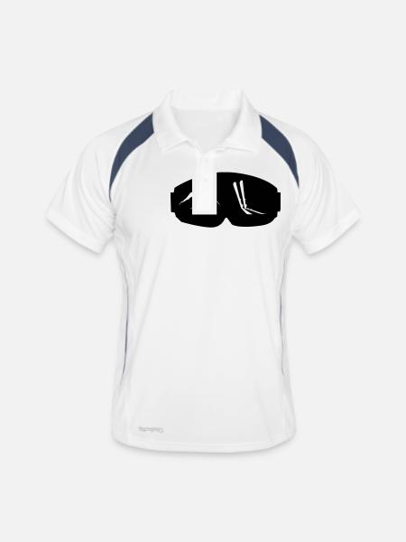 Ski, ski, skiing, après ski, freeski, freeskiing - Men's Polo breathable - white/navy - Front