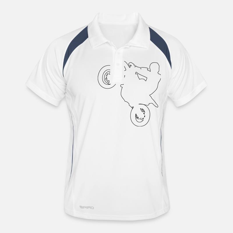 Supermoto - Männer Polo atmungsaktiv - Weiß/Navy