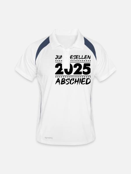 Junggesellenabschied 2025 - Männer Polo atmungsaktiv - Weiß/Navy - Vorne
