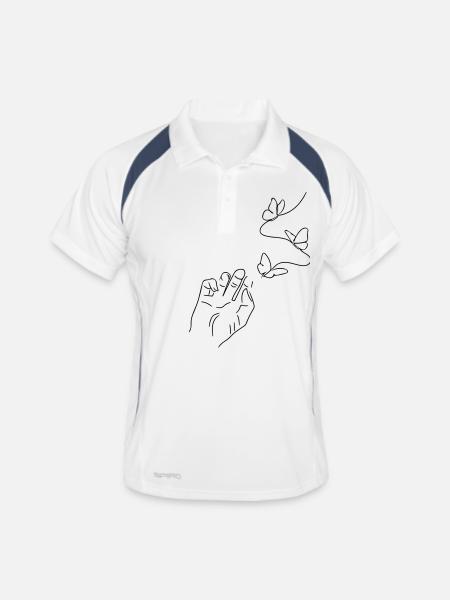 Butterfly Hand Line Art - Minimalist - Men's Polo breathable - white/navy - Front