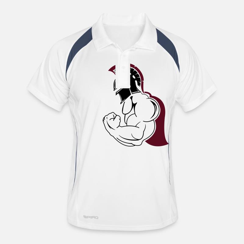 strong spartan - Männer Polo atmungsaktiv - Weiß/Navy
