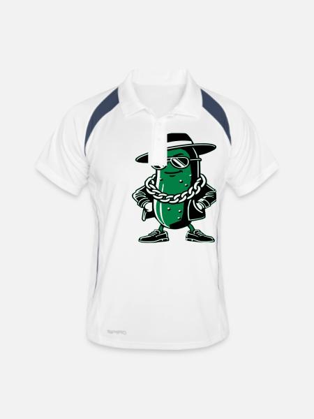 Gangster Gurke - Männer Polo atmungsaktiv - Weiß/Navy - Vorne