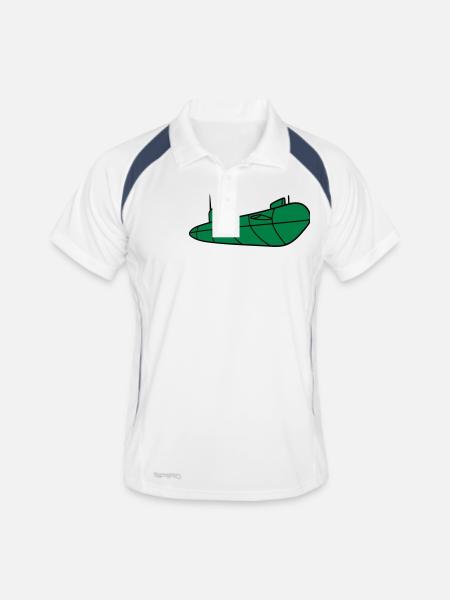 U-Boot Unterseeboot Tauchgang Tauchboot Kapitän - Männer Polo atmungsaktiv - Weiß/Navy - Vorne