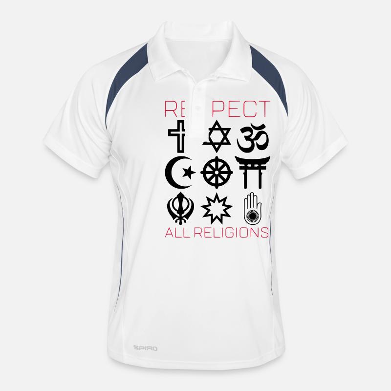 RESPECT ALL RELIGIONS - Men's Polo breathable - white/navy
