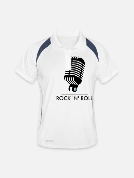 Old School Mic - Rock 'n 'Roll - Männer Polo atmungsaktiv - Weiß/Navy - Vorne