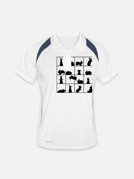 Lapin cube - Polo respirant Homme - blanc/marine